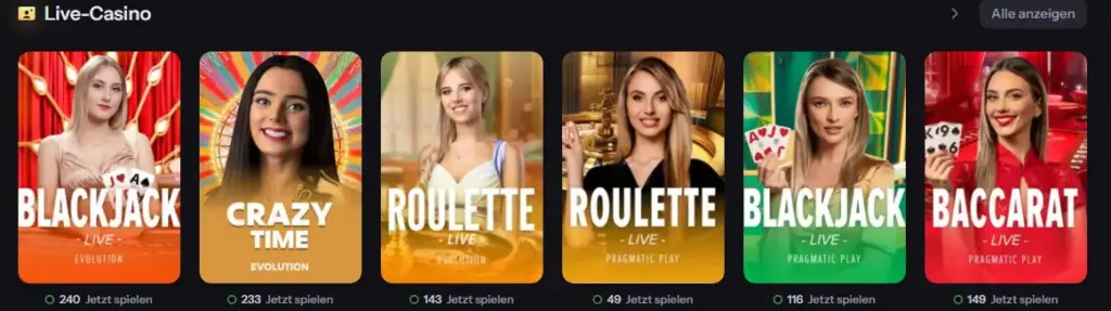 Live-Casino – Tische mit echten Dealern und hochwertigem Live-Streaming